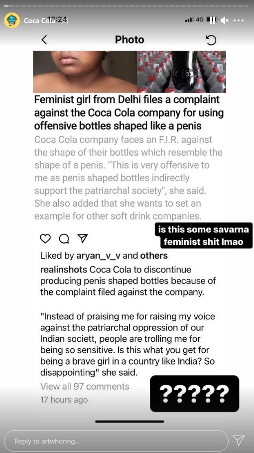 Feminist girl from Delhi really filed a complaint against Coca Cola over its 'penis-shaped' bottles? Priyanka Paul denies