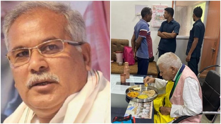 Image of Chattisgarh CM’s ‘arrested’ father eating lunch in a police chamber goes viral, Netizens call the arrest a charade