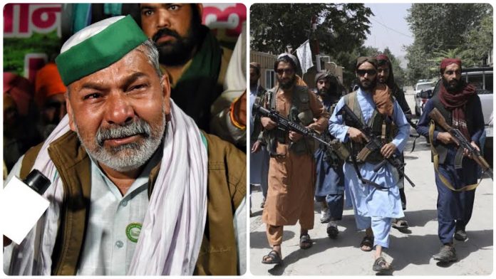 Rakesh Tikait(L) likened to Talibanis(R) by BKU BHANU leader