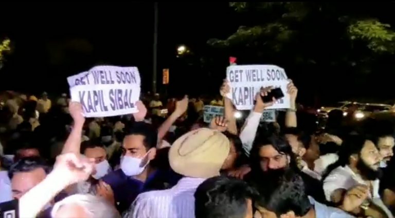 ‘Get well soon Kapil Sibal’: Congress workers protest against Congress leader Kapil Sibal after he questioned party leadership