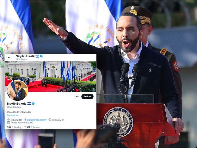 El Salvador: Opposition and media call President Nayib Bukele a ‘dictator’, he says he is, declares that in Twitter bio