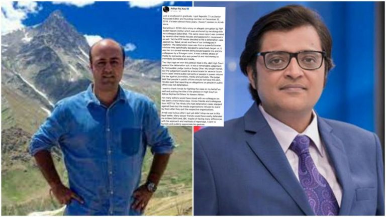 ‘Media outlets like NDTV, The Hindu do not stand by ex-colleagues’: Journalist Aditya Raj Kaul thanks Arnab Goswami for support in defamation case