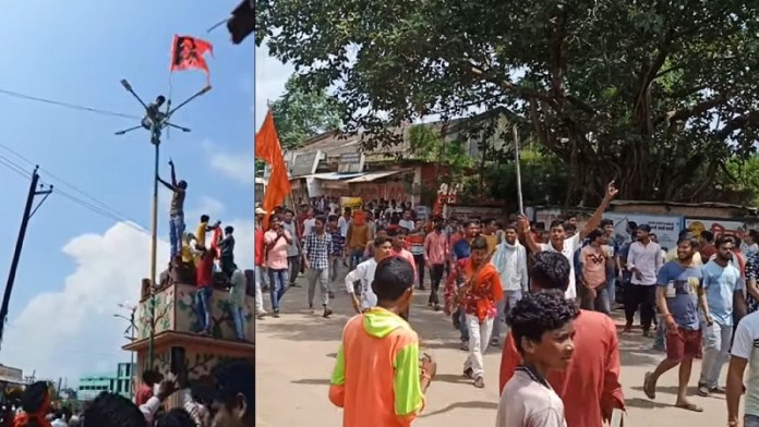 Kawardha, Chhattisgarh: Hindu groups reinstall saffron flag at the same spot where Muslim mob had ripped it off, protests against Congress govt