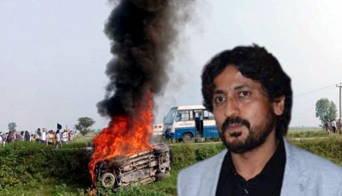 Journalist shares cropped image to mislead on Lakhimpur Kheri violence