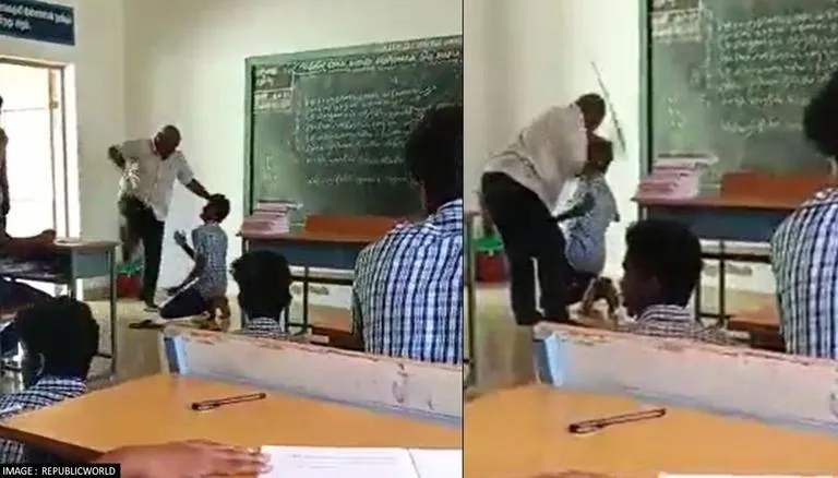 Tamil Nadu: Video of a school teacher thrashing a student in Chidambaram town goes viral, NCPCR takes cognizance
