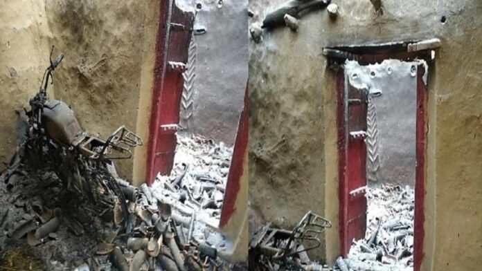 A view of the kuccha house detonated by CPI Maolist in Gaya