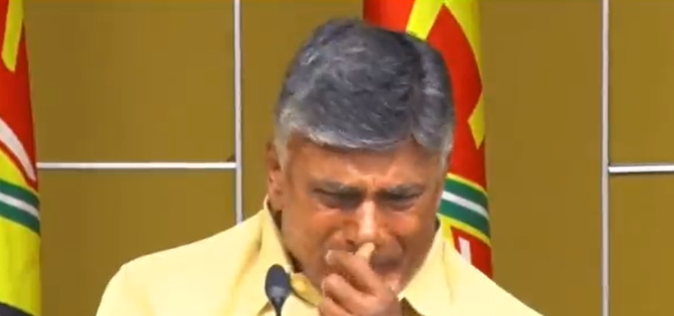 Watch : Chandra Babu Naidu breaks down at a press conference