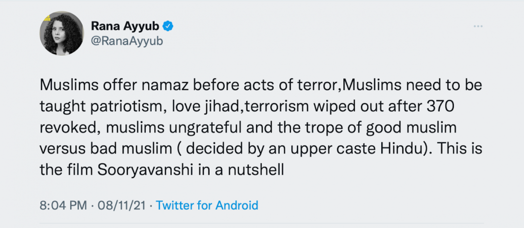 Rana Ayyub accuses Sooryavanshi of being Islamophobic