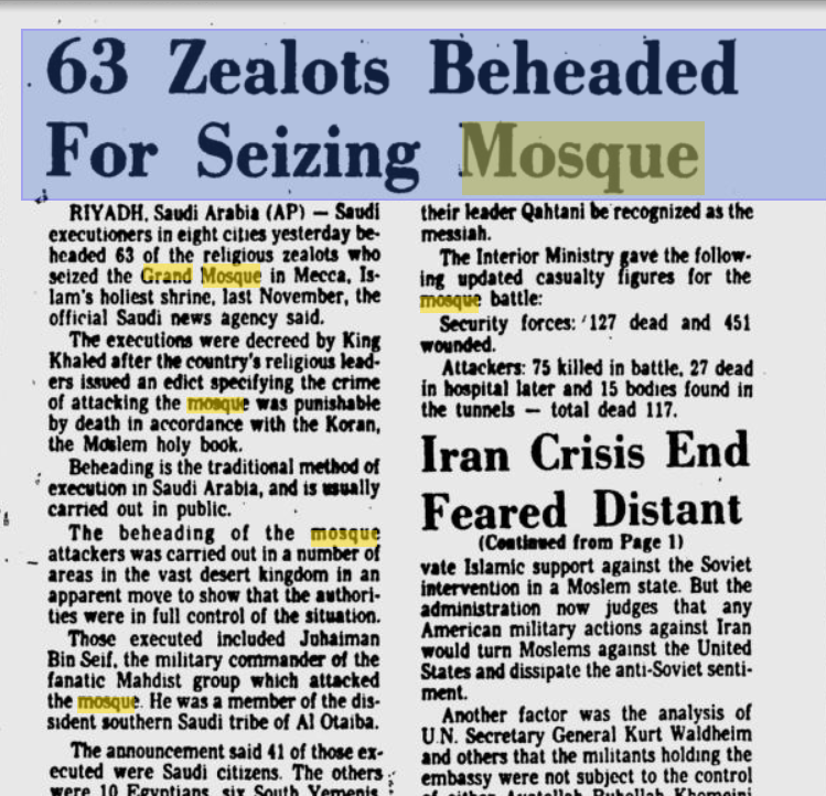 Grand Mecca Masjid siege in Saudi Arabia