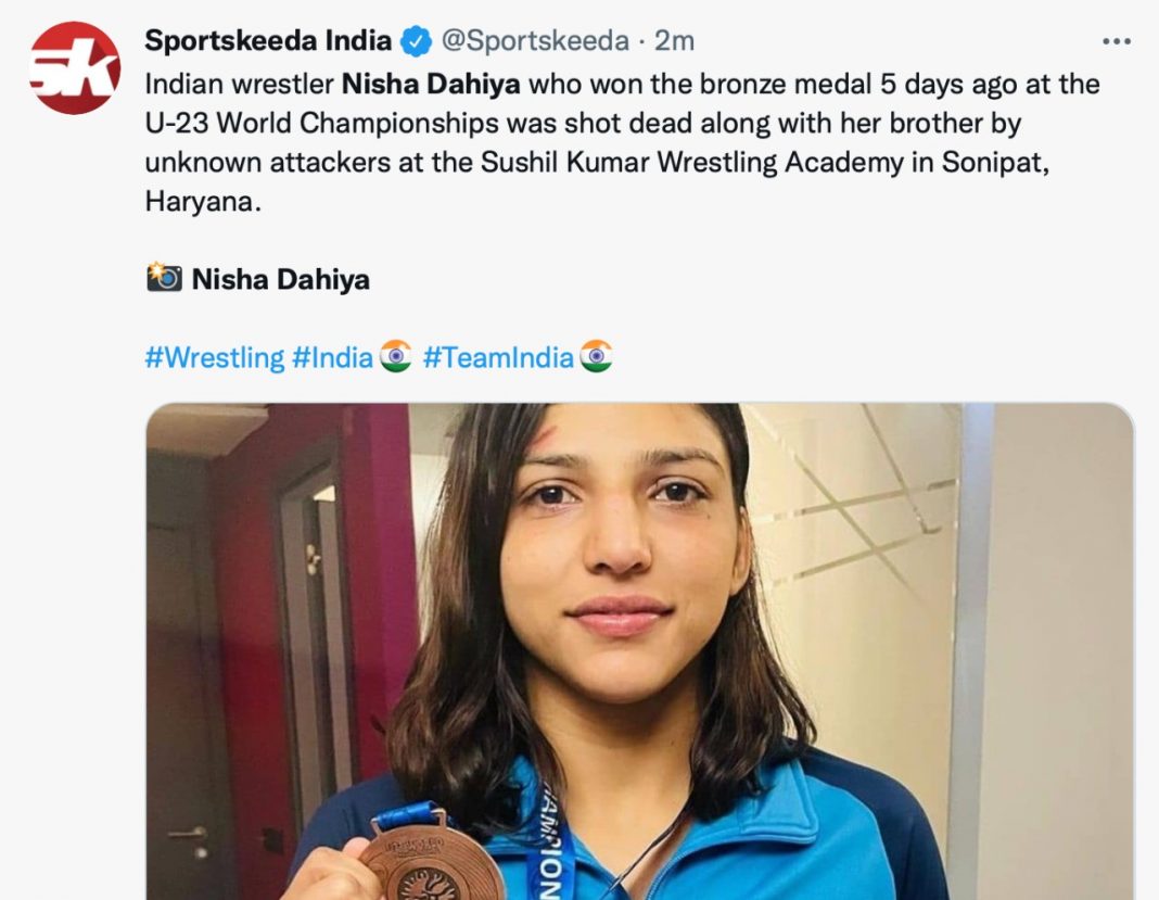 Sportskeeds reports on wrestler's death