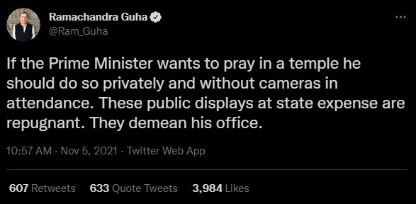 Ramachandra Guha on Narendra Modi visiting Kedarnath