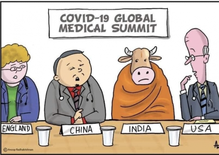 Cow draped in saffron clothes as India: Kerala Lalit Kala Akademi honours a cartoon that humiliates country and Hindus globally