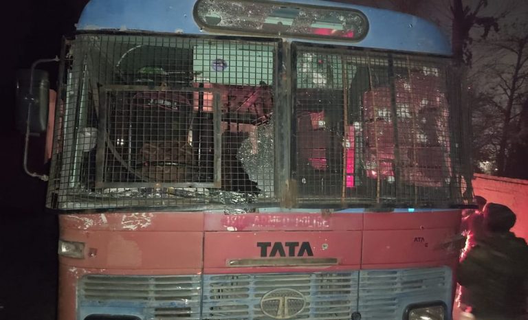 Terrorists attack police bus near Srinagar in Kashmir, two cops killed and 12 injured