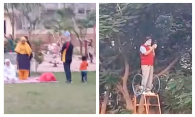 Gujarat: Burqa clad women offer namaz in public park, man climbs atop a slide and recites azaan, videos viral