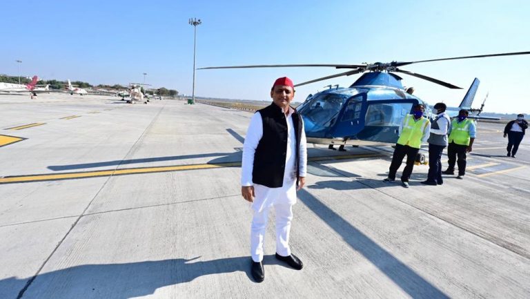 Akhilesh Yadav’s helicopter was delayed due to high traffic and refuelling, informs Delhi Airport official