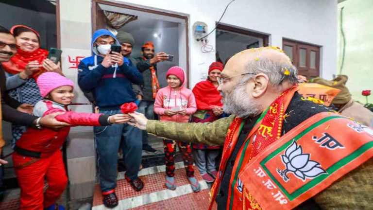 “India’s future depends upon development in Uttar Pradesh”, says Amit Shah in Mathura, offers prayers at Bankey Bihari Mandir