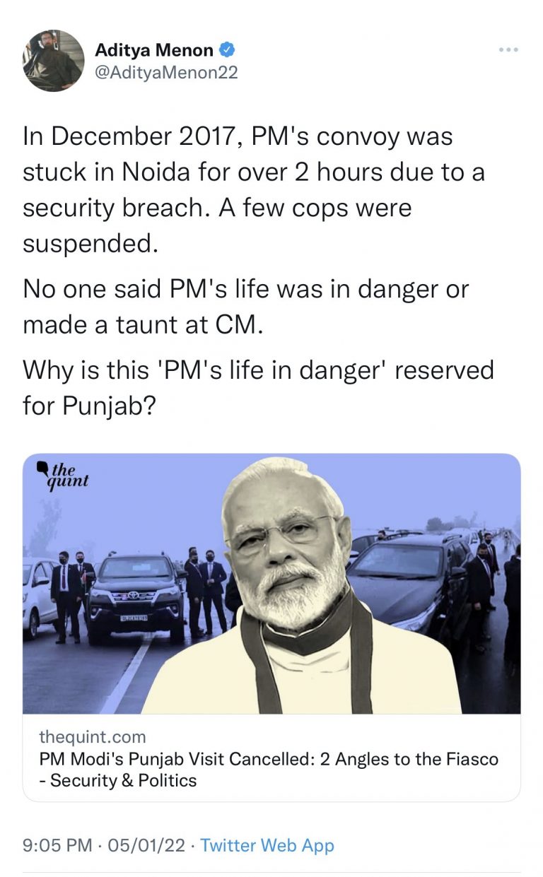 The Quint spreads fake news to downplay PM Modi Punjab security breach