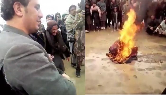 Taliban sets musical instrument on fire, musician seen crying in a viral video