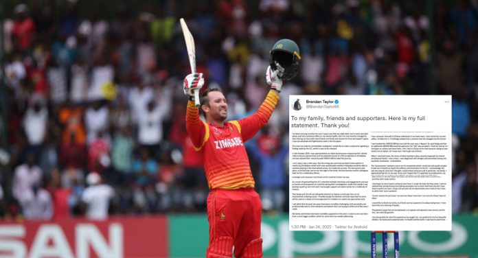 Zimbabwe cricketer Brendan Taylor took money to spot-fix matches
