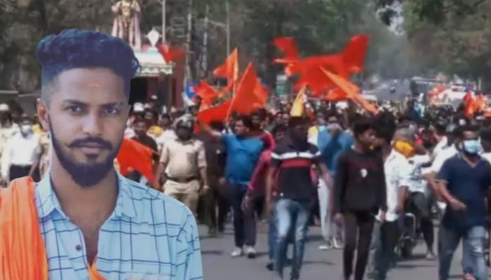 Karnataka: Miscreants pelt stones at the funeral procession of murdered Bajrang Dal activist Harsha