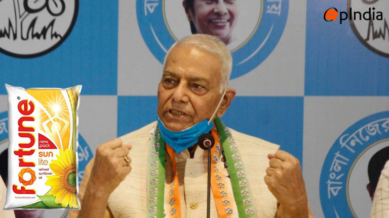 TMC leader Yashwant Sinha objects to poor people in Uttar Pradesh getting rations because Fortune cooking oil is owned by Adani