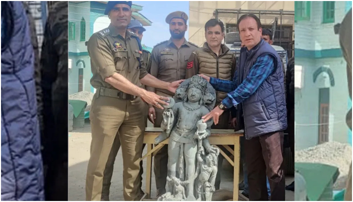 Jammu and Kashmir: Three-headed ancient sculpture of Lord Vishnu recovered from river Jhelum