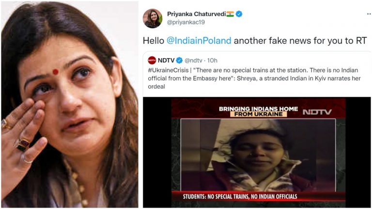 Priyanka Chaturvedi targets the Indian Embassy in Poland over a video of a student stuck in Kyiv, Netizens give her a lesson in geography