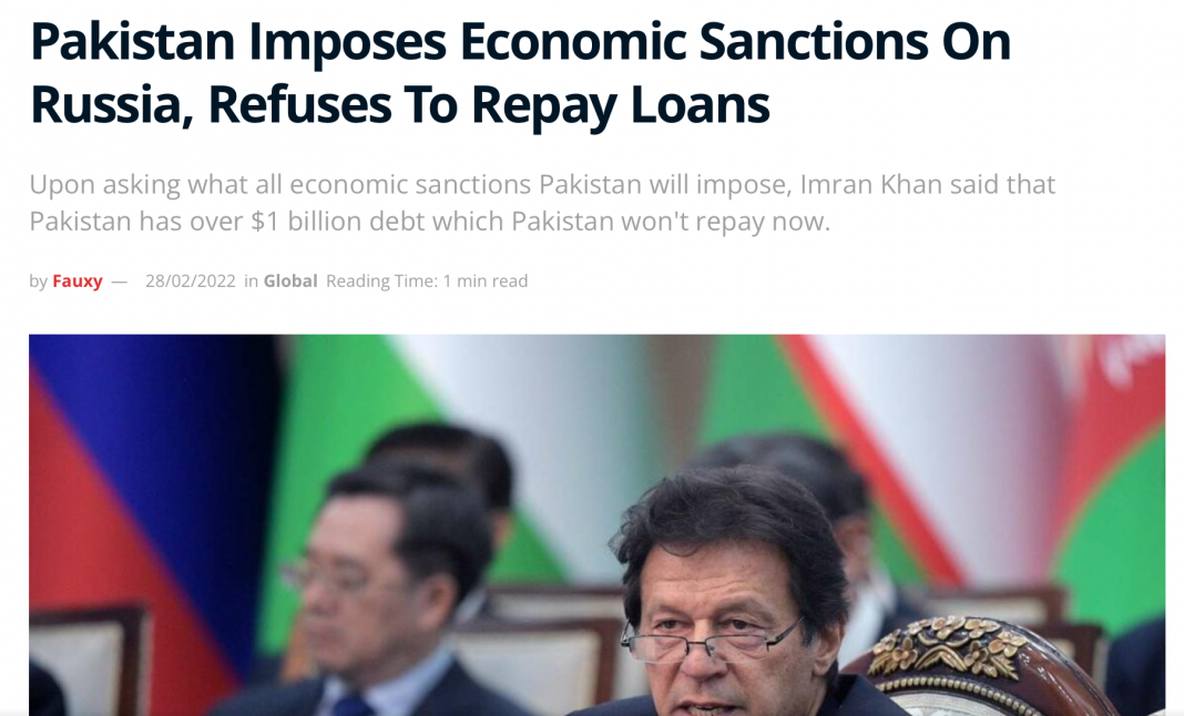 Russia Pakistan sanctions 