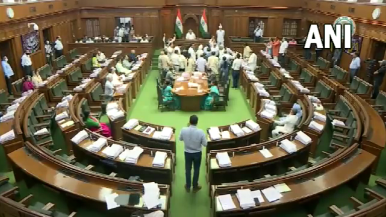 Delhi Assembly: Three BJP MLAs dismissed after AAP legislators create a ruckus over allegedly derogatory remarks against CM Kejriwal