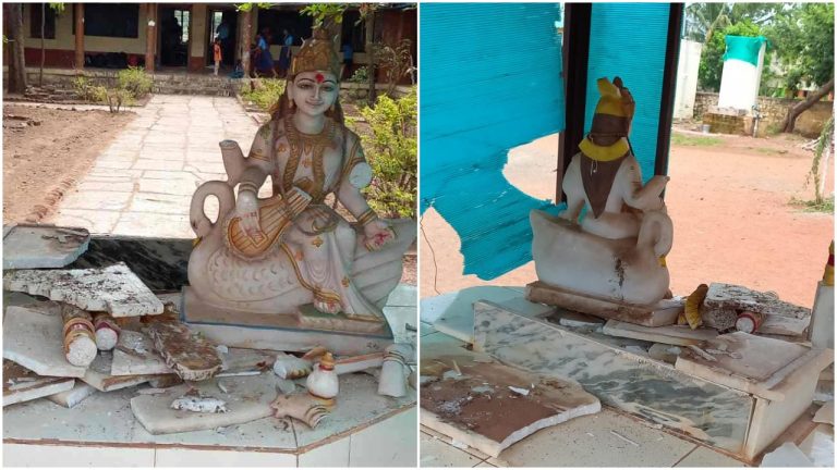 Karnataka: Days after pro-Hijab Muslim students protested against Saraswati Puja, Saraswati idol vandalised in Belagavi’s school