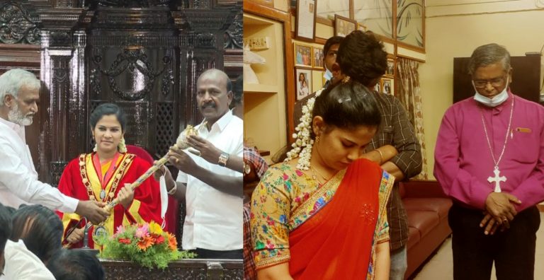 Newly elected Chennai mayor meets Bishop Ezra Sargunam who had said “Punch Hindus in their face and make them bleed”