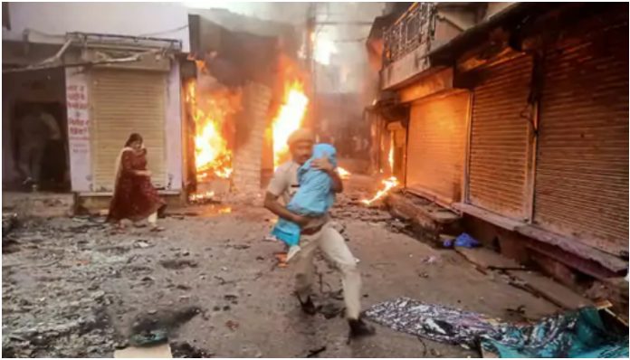 Umesh Sharma captured Netresh Sharma image amid Karauli violence