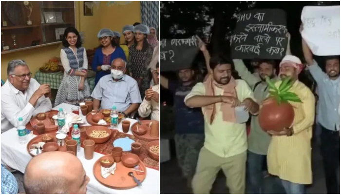 BHU VC continues to face criticism over Iftar party and anti-Hindu slogans, students sprinkle Gangajal on VC residence to purify it