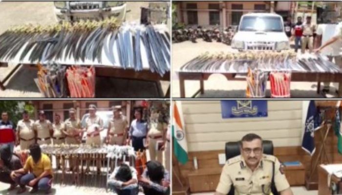 90 swords and daggers recovered from a car in Dhule of Maharashtra, four arrested
