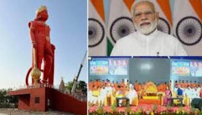 PM Modi unveils the 108-feet tall statue of Lord Hanuman in Morbi of Gujarat, calls Lord Hanuman an important link of ‘Ek Bharat Shreshtha Bharat’