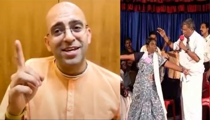 Watch: ISKCON Dwarka VP Amogh Lila Das mocks Christian missionary tactics, highlights their cheap tricks and allurement to convert the poor