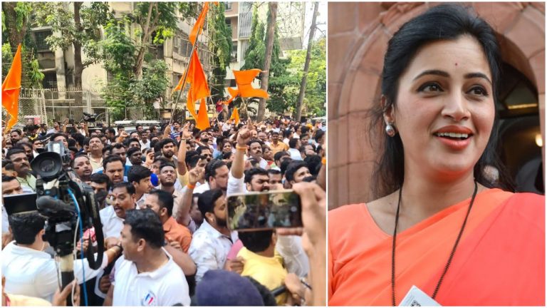Shiv Sena workers gherao Maharashtra MP Navneet Rana, attempt to enter her house over chanting ‘Hanuman Chalisa’ outside ‘Matoshree’