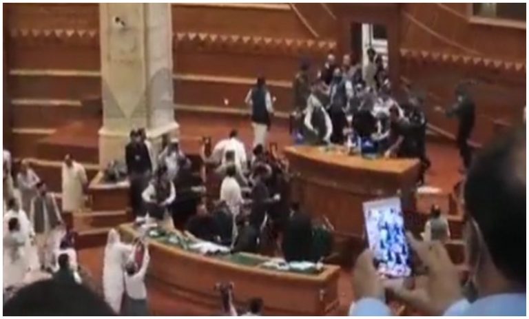 Watch: PTI lawmakers manhandles Punjab Deputy Speaker, throws ‘lotas’ at him