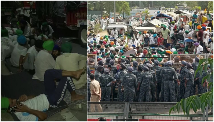 Farmers protest against AAP govt in Punjab over MSP, station at Chandigarh-Mohali border with ration, beds, cooking gas cylinders