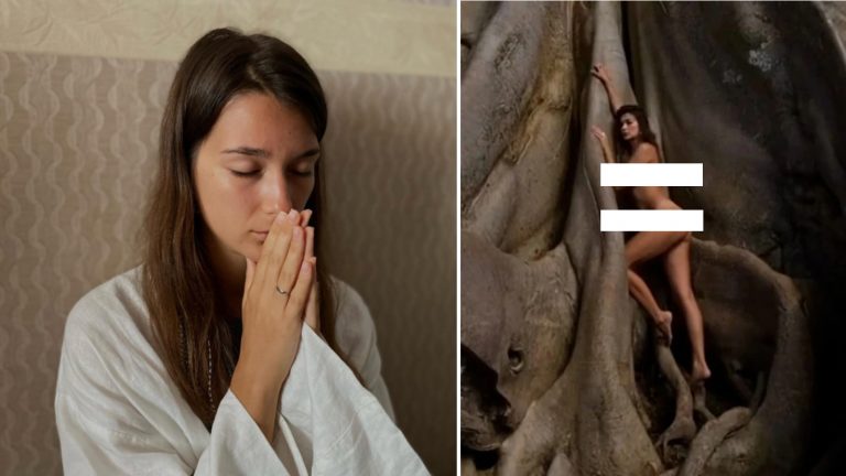 Social media influencer risks six years in prison and a fine after she poses naked for a picture session under a holy tree in Bali