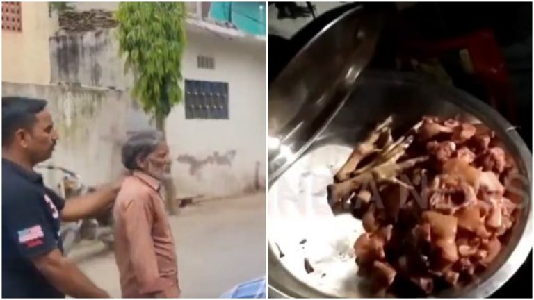 Udaipur: Zakir Hussain, Nazim Shaikh and Shoaib caught cooking meat on the terrace of a Hanuman Mandir, arrested after devotees outrage