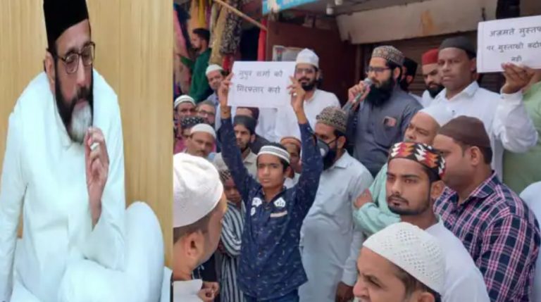 Mob led by Islamic Jamaat Raza-e-Mustafa protests after Friday Namaz, raise slogans against BJP spokesperson Nupur Sharma, threaten to intensify protest