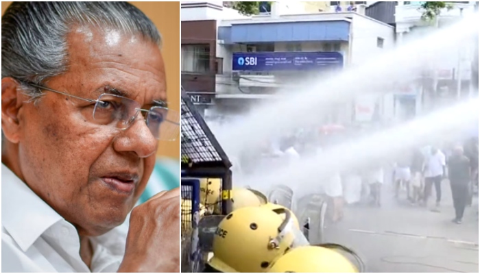 Kerala: Congress protesters pelt stones, demand resignation of CM Pinarayi Vijayan over Gold Smuggling case; police use water cannons to disperse them