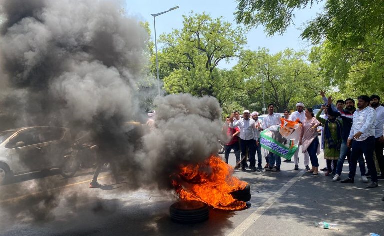 Congress party’s protest against ED for questioning Rahul Gandhi turns violent in Delhi, several leaders and workers detained