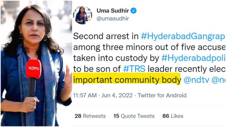 NDTV journalist writes an entire thread about the second arrest in the Hyderabad rape case, has trouble stating that the accused is a son of a Waqf Board official