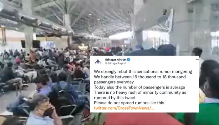 Srinagar Airport refutes rumours of exodus of Hindus after video of crowded terminal goes viral, says it is regular scene