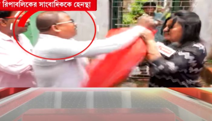Female journalist associated with Republic Bangla manhandled by TMC worker: Watch video