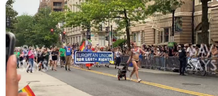 Pride Parade: Transsexual twerks in front of children, exposes nipples