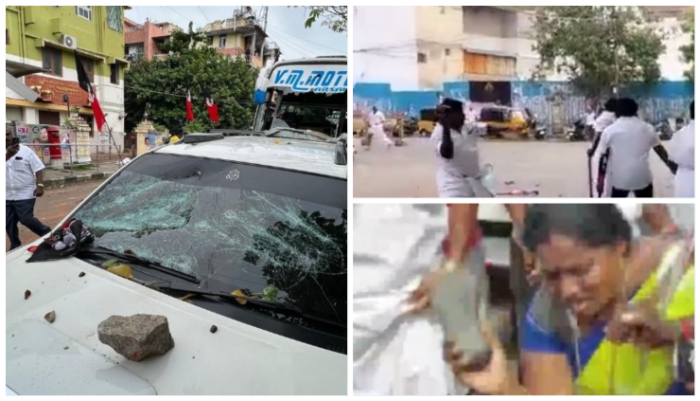 O Panneerselvam supporters throw slippers at E Palaniswami’s photo, both factions hurl stones outside AIADMK headquarters ahead of General Council meet: Watch