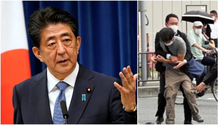 Former Japanese PM Shinzo Abe shot while delivering speech in Nara city, suspect in grey shirt arrested